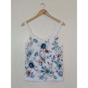 WHITE HOUSE BLACK MARKET Embroidered Ruffled Cami Tank Top Womens Size XS